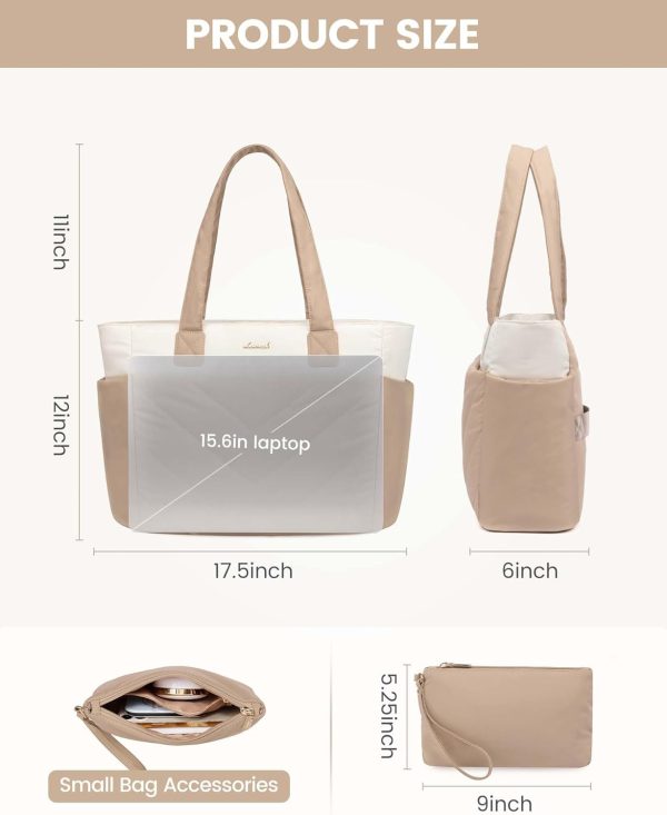 LOVEVOOK Tote Travel Bag for Women, Puffer Work Handbag with Zipper for Teacher Nurse, Quilted Laptop Shoulder Gym Bag Cute - Image 14