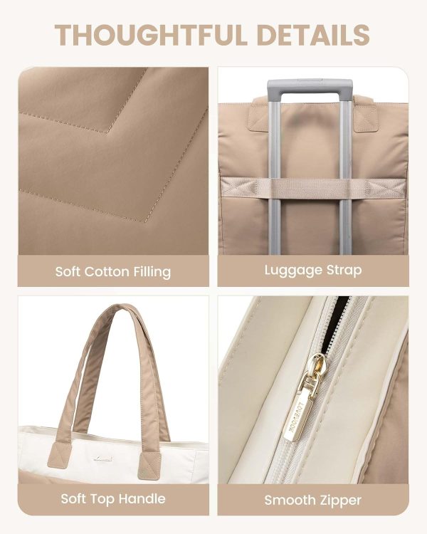 LOVEVOOK Tote Travel Bag for Women, Puffer Work Handbag with Zipper for Teacher Nurse, Quilted Laptop Shoulder Gym Bag Cute - Image 15