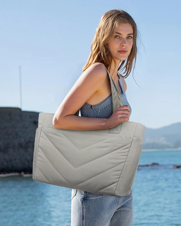 LOVEVOOK Tote Travel Bag for Women, Puffer Work Handbag with Zipper for Teacher Nurse, Quilted Laptop Shoulder Gym Bag Cute - Image 18