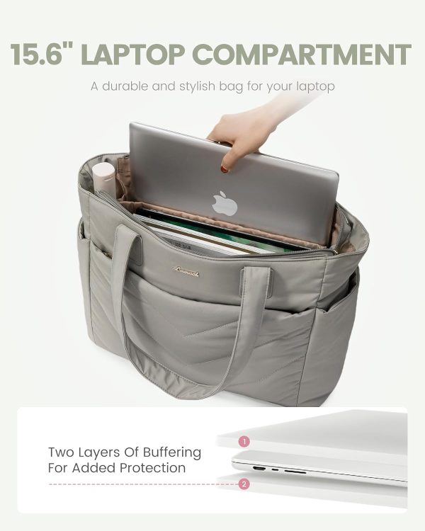 LOVEVOOK Tote Travel Bag for Women, Puffer Work Handbag with Zipper for Teacher Nurse, Quilted Laptop Shoulder Gym Bag Cute - Image 20