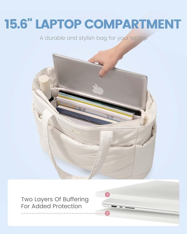 LOVEVOOK Tote Travel Bag for Women, Puffer Work Handbag with Zipper for Teacher Nurse, Quilted Laptop Shoulder Gym Bag Cute - Image 28