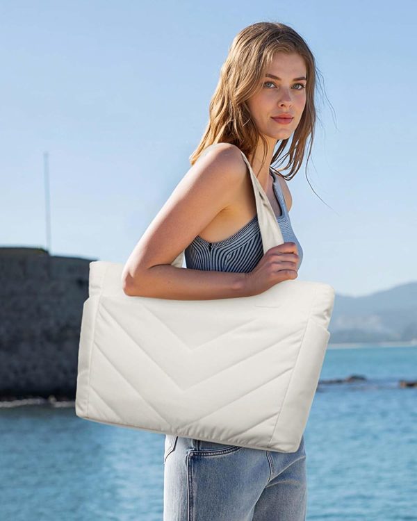 LOVEVOOK Tote Travel Bag for Women, Puffer Work Handbag with Zipper for Teacher Nurse, Quilted Laptop Shoulder Gym Bag Cute - Image 29