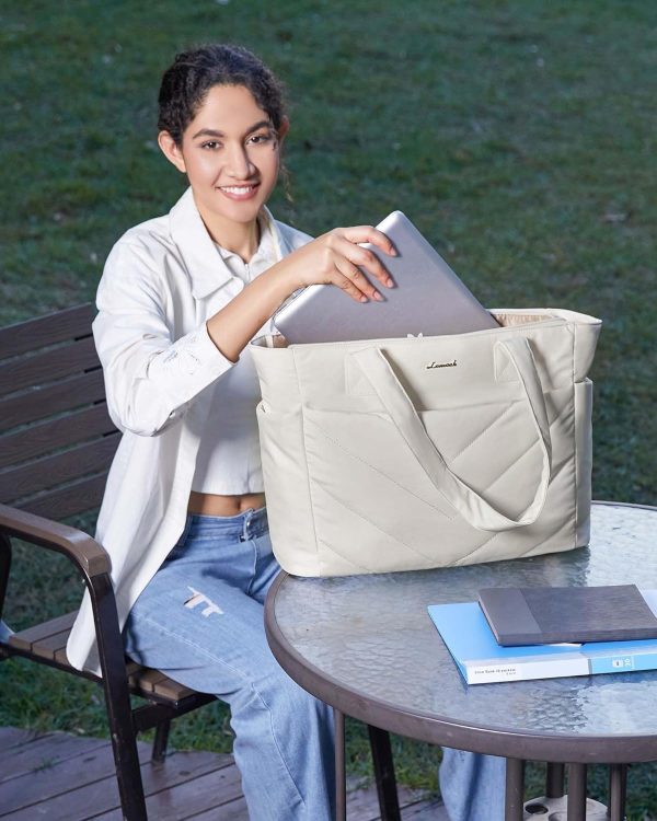 LOVEVOOK Tote Travel Bag for Women, Puffer Work Handbag with Zipper for Teacher Nurse, Quilted Laptop Shoulder Gym Bag Cute - Image 32