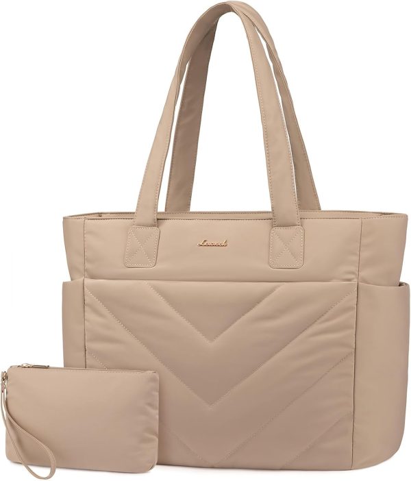 LOVEVOOK Tote Travel Bag for Women, Puffer Work Handbag with Zipper for Teacher Nurse, Quilted Laptop Shoulder Gym Bag Cute - Image 33