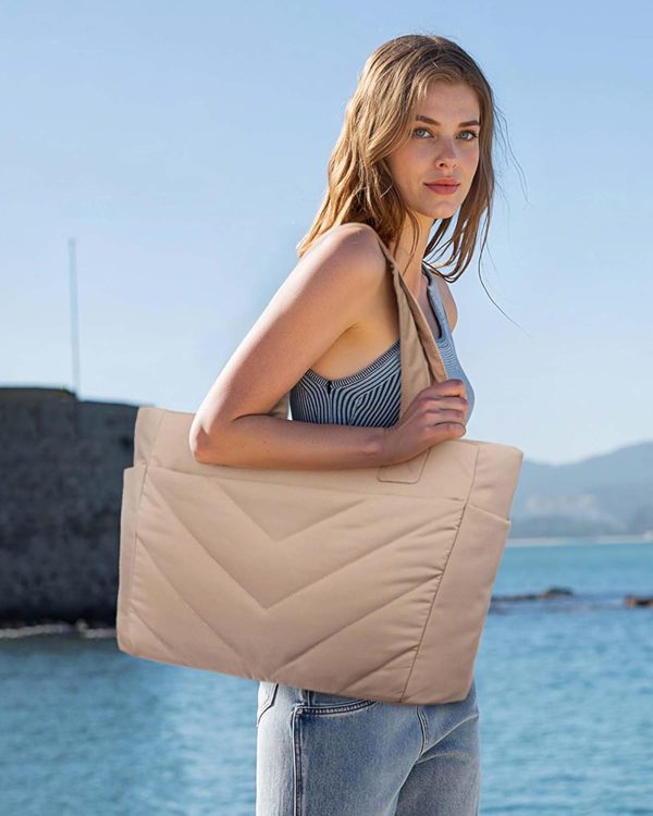 LOVEVOOK Tote Travel Bag for Women, Puffer Work Handbag with Zipper for Teacher Nurse, Quilted Laptop Shoulder Gym Bag Cute - Image 34