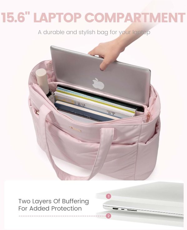 LOVEVOOK Tote Travel Bag for Women, Puffer Work Handbag with Zipper for Teacher Nurse, Quilted Laptop Shoulder Gym Bag Cute - Image 44