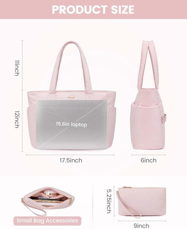 LOVEVOOK Tote Travel Bag for Women, Puffer Work Handbag with Zipper for Teacher Nurse, Quilted Laptop Shoulder Gym Bag Cute - Image 46