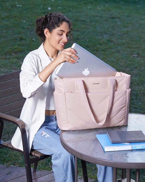 LOVEVOOK Tote Travel Bag for Women, Puffer Work Handbag with Zipper for Teacher Nurse, Quilted Laptop Shoulder Gym Bag Cute - Image 48