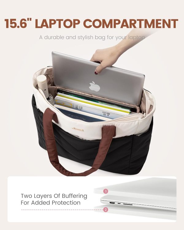 LOVEVOOK Tote Travel Bag for Women, Puffer Work Handbag with Zipper for Teacher Nurse, Quilted Laptop Shoulder Gym Bag Cute - Image 52