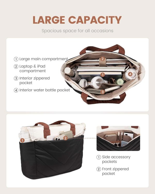 LOVEVOOK Tote Travel Bag for Women, Puffer Work Handbag with Zipper for Teacher Nurse, Quilted Laptop Shoulder Gym Bag Cute - Image 53