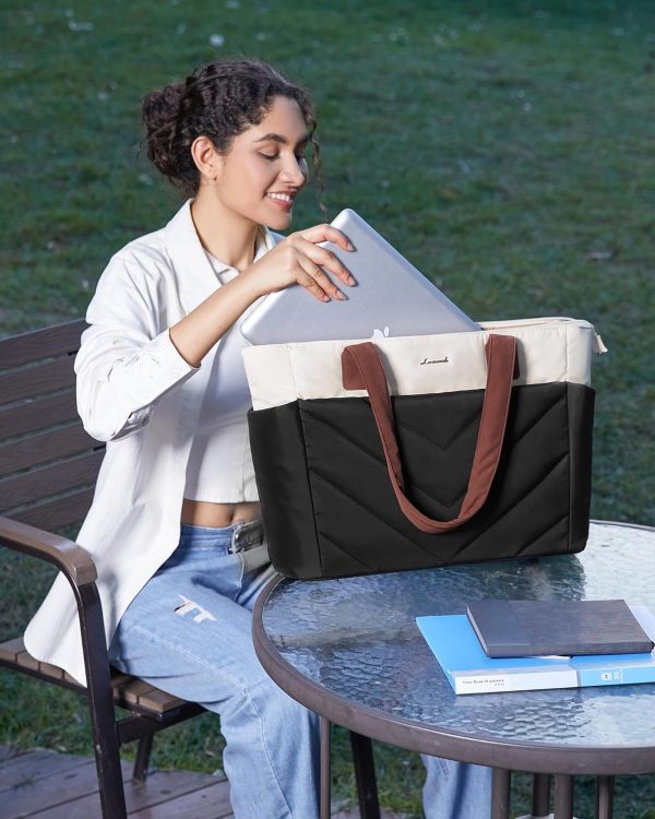 LOVEVOOK Tote Travel Bag for Women, Puffer Work Handbag with Zipper for Teacher Nurse, Quilted Laptop Shoulder Gym Bag Cute - Image 56